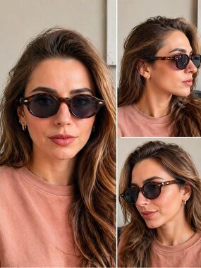 Tortoiseshell Slim Rectangle Sunglasses – Blue lenses